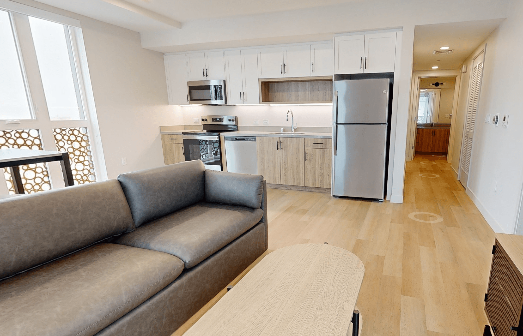 Living room and kitchen